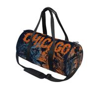 Bolsa de deporte redonda ligera con bolsillo interior, bolsa de gimnasio para hombres y mujeres, bolsa de lona para viajes, deportes, Chicago Orange Lion