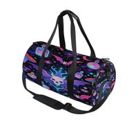 Bolsa de deporte redonda ligera con bolsillo interior, bolsa de gimnasio para hombres y mujeres, bolsa de lona para viajes, deportes, calavera de neón mística con murciélagos y botellas de poción para