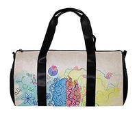 Bolsa de deporte redonda para gimnasio con correa de hombro desmontable, colorida bolsa de entrenamiento de hemisferios de dos cerebros para mujeres y hombres, multicolor, 45x23x23cm/17.7x9x9in