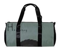 Bolsa de deporte redonda para gimnasio con correa de hombro desmontable, lindo erizo esponjoso en la hierba, bolsa de entrenamiento para mujeres y hombres, multicolor, 45x23x23cm/17.7x9x9in