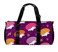 Bolsa de deporte redonda para gimnasio con correa de hombro desmontable, lindo fondo de erizo de dibujos animados, bolsa de entrenamiento para mujeres y hombres, multicolor, 45x23x23cm/17.7x9x9in