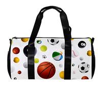 Bolsa de deporte redonda para gimnasio con correa de hombro desmontable, muchas bolas diferentes, bolsa de entrenamiento para mujeres y hombres, multicolor, 45x23x23cm/17.7x9x9in