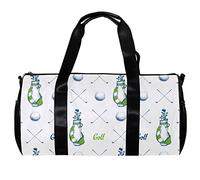 Bolsa de deporte redonda para gimnasio con correa de hombro desmontable, patrón de golf con bolas y bolsas, bolsa de entrenamiento para mujeres y hombres, multicolor, 45x23x23cm/17.7x9x9in