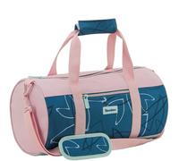 Bolsa de Deporte Redonda Tandem para Viaje y Actividades, 1 Compartimento con Cremallera, Bolsillo Frontal, Asas de Mano y Correa Ajustable, 18 L, 41×21×21 cm, Azul Marino