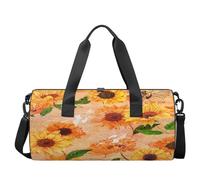 Bolsa de deporte vintage con diseño de girasoles para gimnasio, bolsa ligera de lona para el hombro, bolsa de viaje para hombres y mujeres (flores florales), girasol vintage, 17.6 pulgadas de largo x