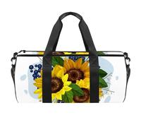 Bolsa de deporte vintage con girasoles florales para gimnasio, fitness, entrenamiento, bolsa de viaje, bolsa de mano, bolsa de equipo para mujeres y hombres, multicolor, 17.7x9x9 inches
