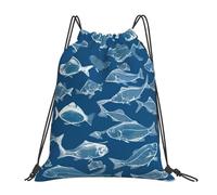 Bolsa De Deportebolsas De Gimnasia para Vacaciones Playa Adulto 36X42Cm Ligera Fácil De Doblar Bolsa De Gimnasio Peces del Océano