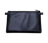 Bolsa de dinero con cremallera y trabillas de 27 x 17 cm, piel sintética, color negro, para documentos de hasta A5