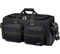 Bolsa de DJ con 8 divisores extraíbles, bolsa de cable de DJ de gran capacidad con 6 bolsillos para cables de extensión, micrófonos, pedales, bolsas de cables para músicos, bolsa de equipo de DJ con correa acolchada para el hombro, color verde