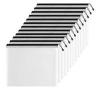 Bolsa de documento con cremallera A3, 12 piezas de PVC transparente carpeta de documento, guardabosques pequeños objetos de suministros, cosméticos y accesorios de viaje, etc. (12 unidades, negro)