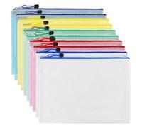 Bolsa de documentos con cremallera A3, bolsa con cremallera de 5 colores PVC transparente carpeta de documento, malla con cremallera para viajes, oficina, viajes, suministros (10 unidades)