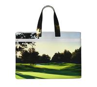 Bolsa de documentos de lona para campo de golf con impresión de 26 x 38 cm, 2 bolsillos con cremallera, sin desorden para archivos de oficina