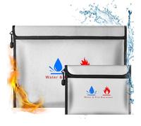 Bolsa de documentos ignífuga, bolsa de almacenamiento de seguridad ignífuga e impermeable de 15 x 11 y 9 x 7 pulgadas, puede proteger objetos de valor, pasaportes, documentos, dinero, joyas (plata)