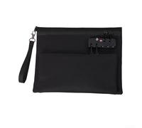 Bolsa de documentos ignífuga con cerradura, 29 x 22 x 2 cm, impermeable, bolsa segura para guardar dinero en efectivo, organizador de viaje para objetos de valor