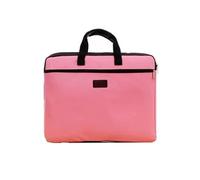 Bolsa de documentos portátil de lona A4, bolsa de oficina con cremallera, gran capacidad, bolso de mano for hombre y mujer, bolsa de información multicapa, maletín for reuniones(Pink)