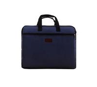 Bolsa de documentos portátil de lona A4, bolsa de oficina con cremallera, gran capacidad, bolso de mano for hombre y mujer, bolsa de información multicapa, maletín for reuniones(Deep blue)
