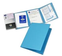 Bolsa de documentos Pubblimania con varios bolsillos con tarjetero, elegancia y organización en azul claro, fabricada en Italia