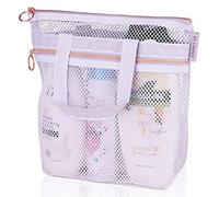 Bolsa de ducha de malla de 10.2x9.9 pulgadas de secado rápido con cremallera y 2 bolsillos. Bolsa de ducha portátil, playa, protector solar o como parte de College Essentials (orquídea)