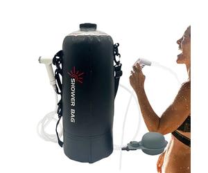 Bolsa de ducha plegable para camping, bolsa de ducha portátil, kit de herramientas de calefacción solar de 12 L con pantalones extraíbles y cabezal de ducha, de higiene de campamento, depósito
