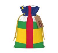 Bolsa de dulces con cordón de Navidad con estampado de bandera de África Central, bolsas de regalo reutilizables para fiestas