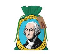 Bolsa de dulces con cordón de Navidad con estampado de bandera de Washington, bolsas de regalo reutilizables para regalos de fiesta