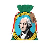 Bolsa de dulces con cordón de Navidad con estampado de bandera de Washington, bolsas de regalo reutilizables para regalos de fiesta