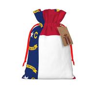 Bolsa de dulces con cordón de Navidad con estampado de bandera del estado de Carolina del Norte, bolsas de Navidad, bolsas reutilizables para envolver regalos de fiesta