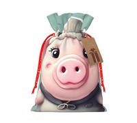 Bolsa de dulces con cordón de Navidad con estampado de cerdos lindos sacos de Navidad, bolsas reutilizables para envolver regalos de fiesta