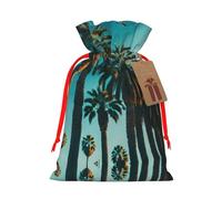 Bolsa de dulces con cordón de Navidad con estampado de palmeras de Los Ángeles, bolsas de Navidad, bolsas reutilizables para envolver regalos de fiesta
