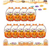 Bolsa de dulces de Halloween - Bolsas de trato navideñas de 10 piezas | Halloween Treat Bag para Festival | Festive Clear Casket Pouch para Festival Home Party School Outdoor Yard Candy Food Classroom