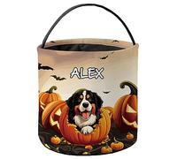 Bolsa de Dulces de Halloween Cachorro de perro de montaña bernés | Multiusos Cubo de Halloween Plegable Bolsa De Dulces De Calabaza para Decoración Cumpleaños