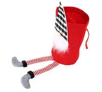 Bolsa de dulces de Navidad sin rostro, con cordón de ajuste, bolsa de Papá Noel con piernas largas para niños, suministros de fiesta de Navidad (rojo)