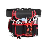 Bolsa de Electricista con Cinturon de Nailon Ajustable. Work Tool Belt Pouch with Multi-Pockets.para electricistas, técnicos, Gardeners,Carpenters, Builders.（Rojo）