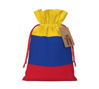 Bolsa de embalaje de Navidad con estampado de bandera de Colombia, bolsas de lino con cordón, bolsa de regalo de boda