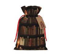 Bolsa de embalaje de Navidad con estampado de biblioteca de libros, bolsas de lino con cordón, divertida bolsa de regalo de boda