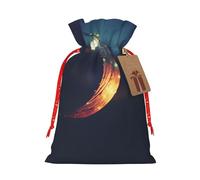 Bolsa de embalaje de Navidad con estampado de cielo y luna y arco iris, bolsas de lino con cordón, bolsa de regalo de boda