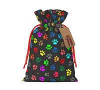 Bolsa de embalaje de Navidad con estampado de huellas de perro coloridas con cordón de ajuste, divertida bolsa de regalo de boda