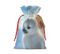 Bolsa de embalaje de Navidad con estampado de pingüino, bolsas de lino con cordón, divertida bolsa de regalo de boda