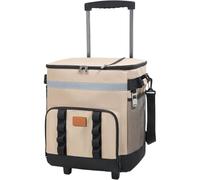 Bolsa de enfriador suave aislada, enfriador aislante con ruedas y mango, 35 litros con plegamiento de hielo con ruedas con tirar con pez