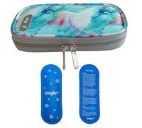 Bolsa de enfriamiento de viaje de insulina para organizador diabéticos con 2 bolsas de hielo Bolsa de enfriamiento médica para bolígrafo de insulina y medicina de insulina (verde lago)