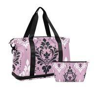 Bolsa de entrenamiento floral vintage púrpura para fin de semana/noche con correa ajustable para deportes, gran capacidad, púrpura vintage floral, 1 size
