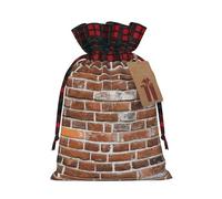 Bolsa de envoltura de regalo con cordón de Navidad con estampado de pared de ladrillo viejo para necesidades de embalaje de regalos festivos de Navidad