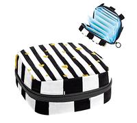 Bolsa de época, bolsa de almacenamiento portátil de tampón para servilletas sanitarias, amor con rayas verticales negras, Varios colores, 4.7x6.6x6.6 in/12x17x17 cm