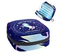 Bolsa de época, bolsa de almacenamiento portátil de tampón para servilletas sanitarias, creer unicornios, estrellas, azul marino misterioso, Varios colores, 4.7x6.6x6.6 in/12x17x17 cm
