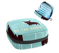 Bolsa de época, bolsa de almacenamiento portátil de tampón para servilletas sanitarias, divertida Take the Bull by the Horns, Varios colores, 4.7x6.6x6.6 in/12x17x17 cm