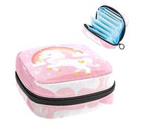 Bolsa de época, bolsa de almacenamiento portátil de tampón para servilletas sanitarias, hermoso unicornio rosa y arco iris-01, Varios colores, 4.7x6.6x6.6 in/12x17x17 cm