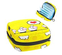 Bolsa de época, bolsa de almacenamiento portátil de tampón para servilletas sanitarias, linda historia de amor de oveja animal, Varios colores, 4.7x6.6x6.6 in/12x17x17 cm