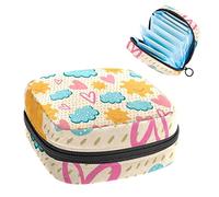 Bolsa de época, bolsa de almacenamiento portátil de tampón para servilletas sanitarias, lindas nubes soleadas, corazón de amor rosa, Varios colores, 4.7x6.6x6.6 in/12x17x17 cm