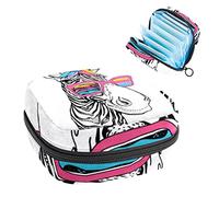 Bolsa de época, bolsa de almacenamiento portátil de tampón para servilletas sanitarias, lindo unicornio cebra, Varios colores, 4.7x6.6x6.6 in/12x17x17 cm