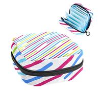 Bolsa de época, bolsa de almacenamiento portátil de tampón para servilletas sanitarias, líneas coloridas paralelas, Varios colores, 4.7x6.6x6.6 in/12x17x17 cm